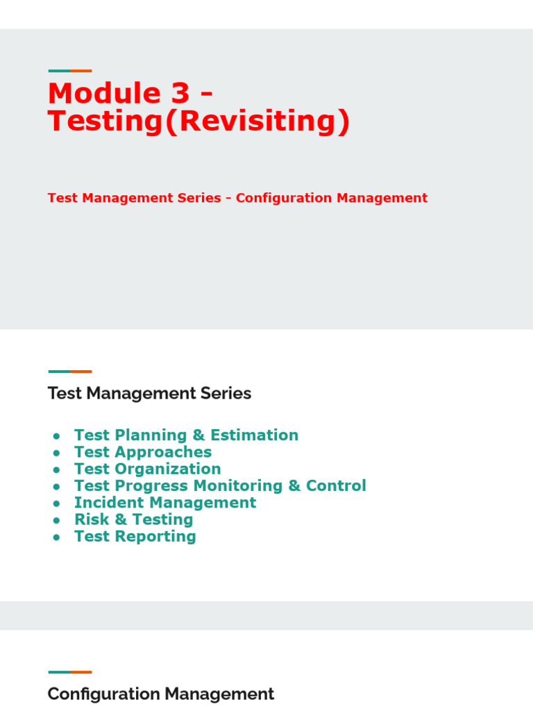 Module 3 TestingRevisiting Test Management Series Configuration | PDF ...