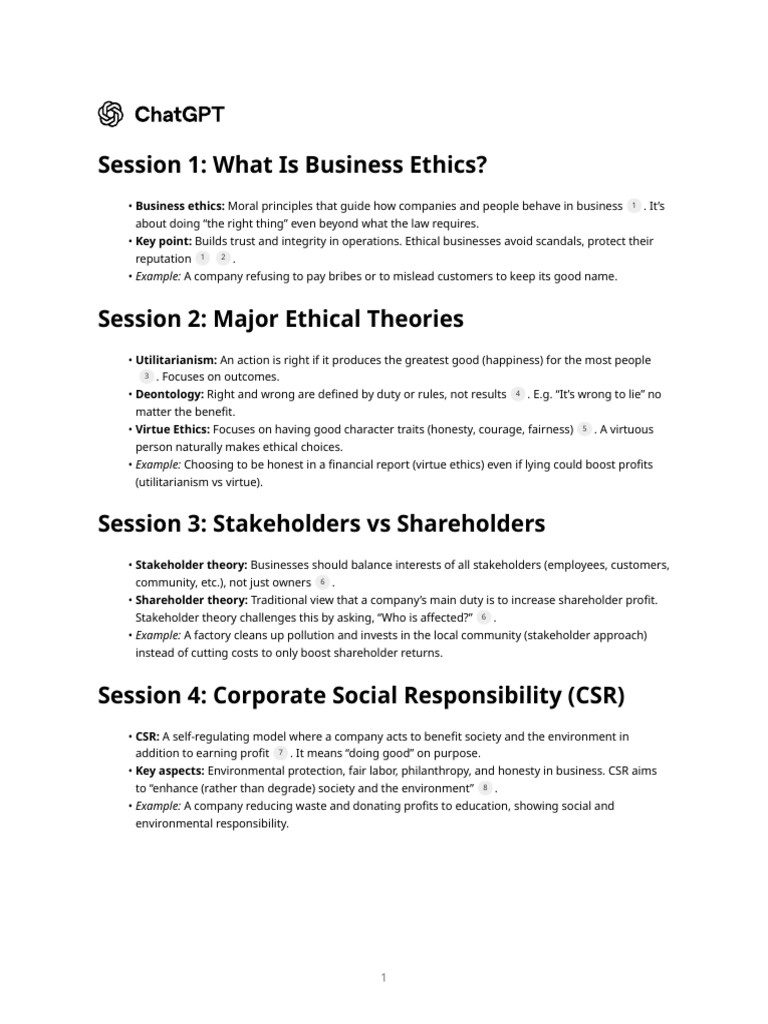 Session 1 What Is Business Ethics | PDF | Corporate Social ...