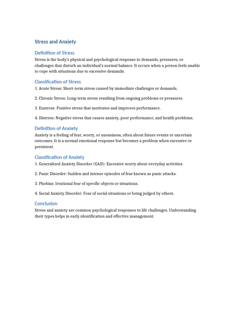 Stress and Anxiety | PDF