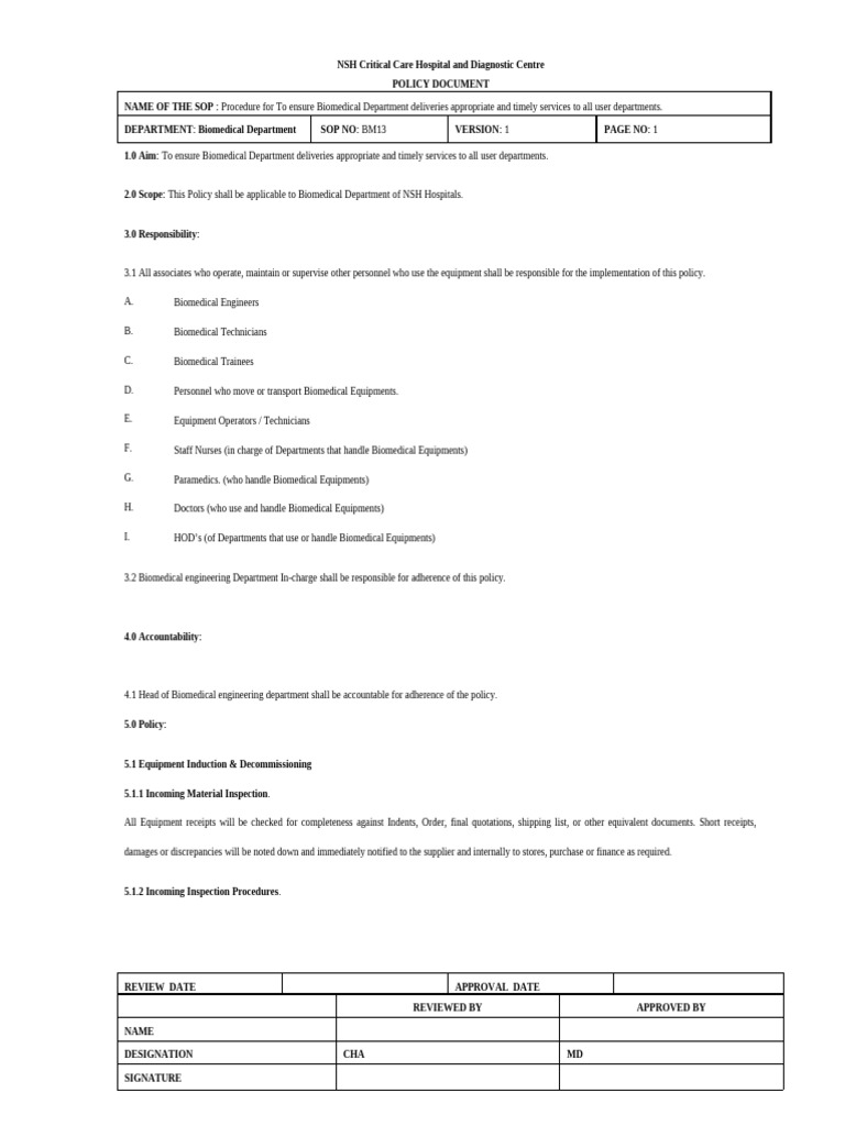 13 Procedure For Biomedicalservices On Time | PDF