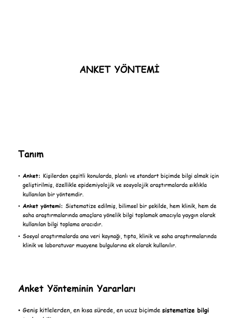 10.hafta. Anket Yöntemi̇ | PDF