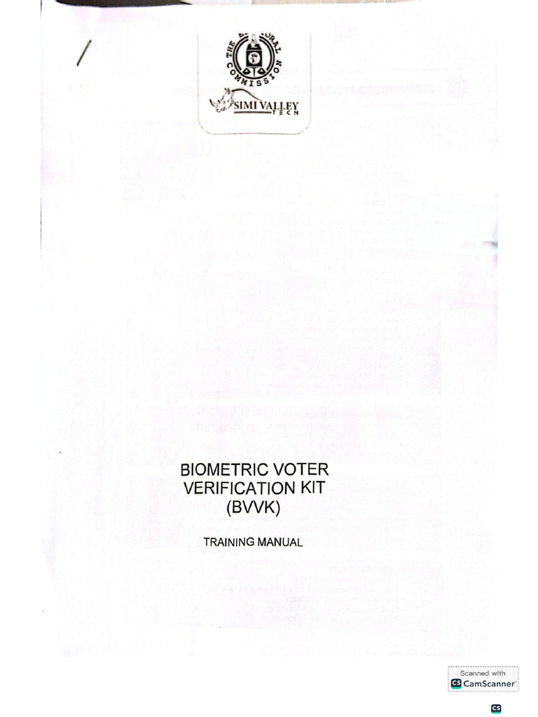Biometric Voter Verification Kit Trainin | PDF