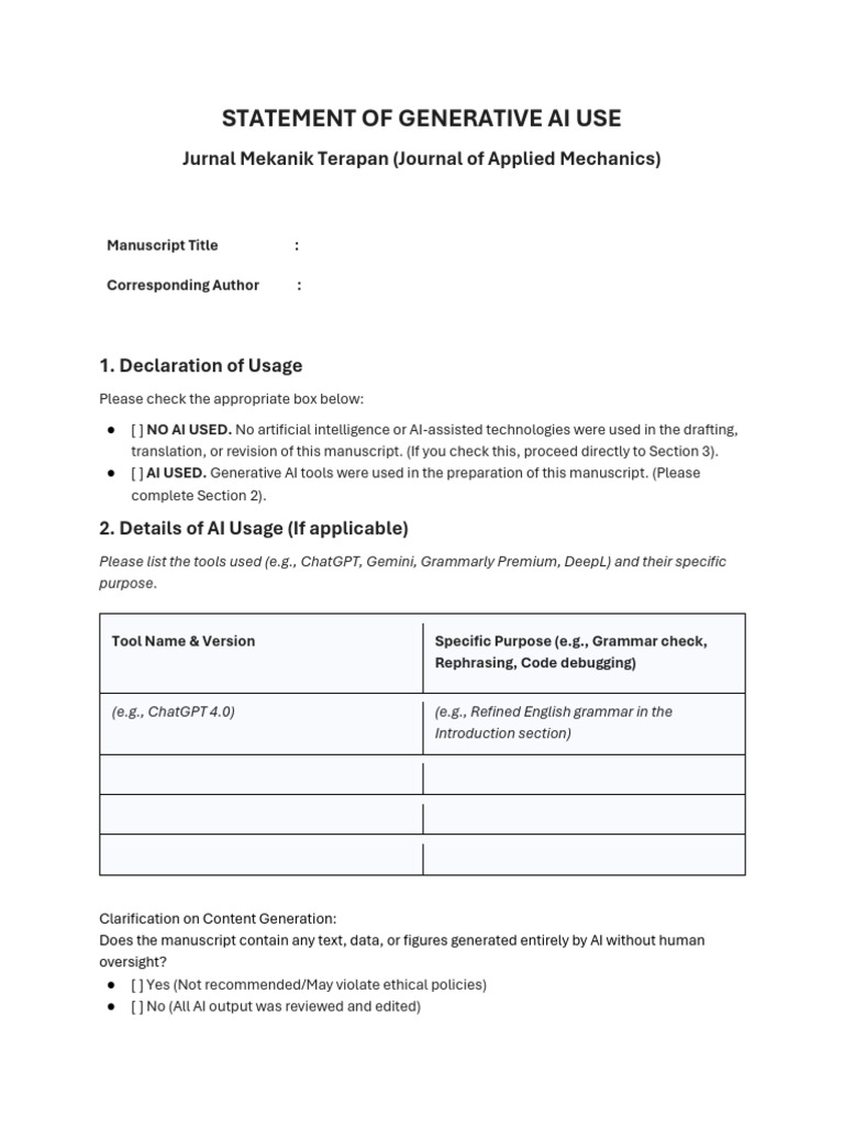 AI Declaration Form | PDF