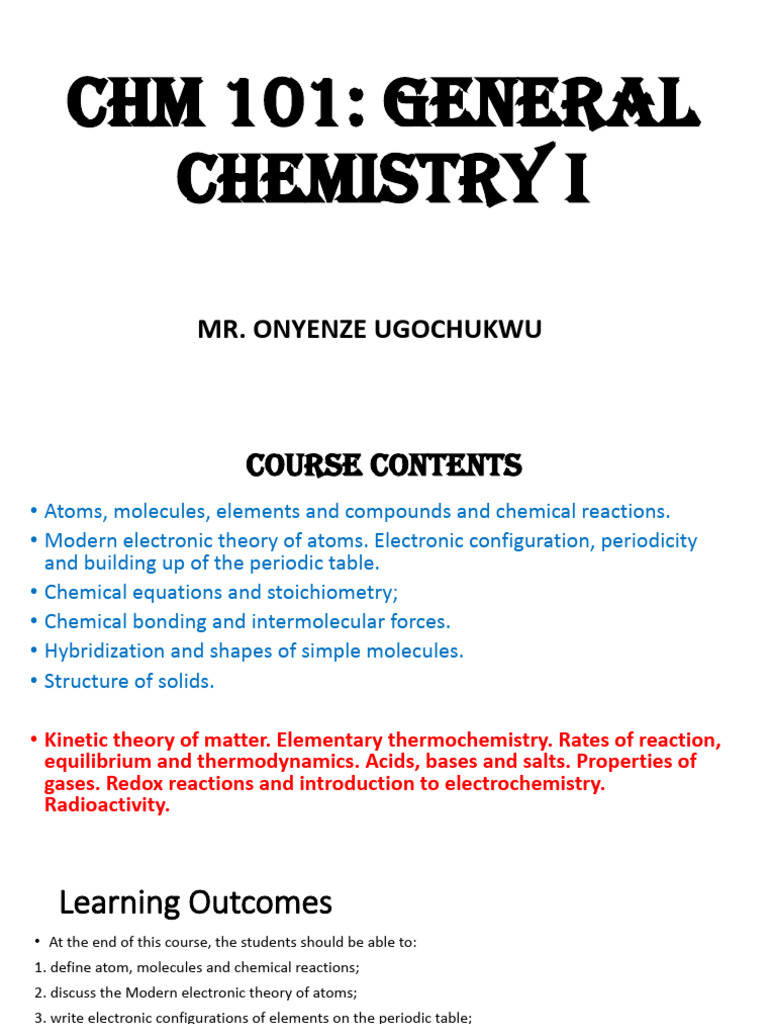 CHM 101 - General Chemistry I | PDF | Atoms | Atomic Nucleus