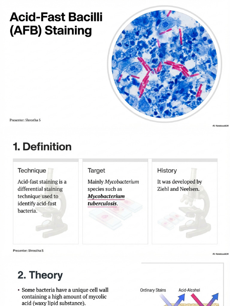 Acid-Fast Bacilli Staining | PDF