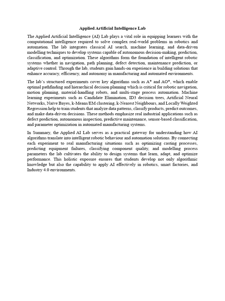 Applied Artificial Intelligence Lab | PDF | Artificial Intelligence ...