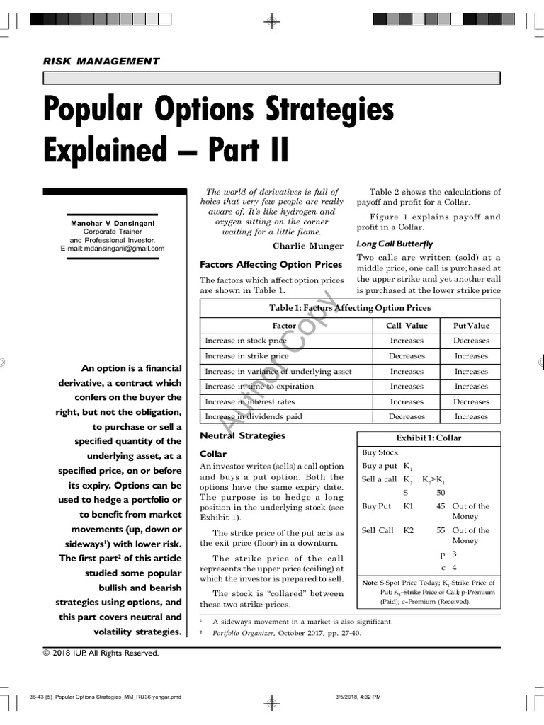 Options Strategies | PDF