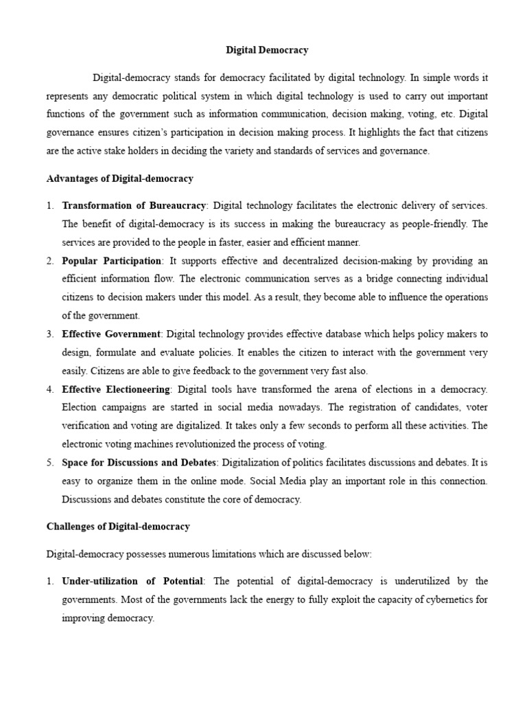 Digital Democracy | PDF | Democracy | Political Ideologies