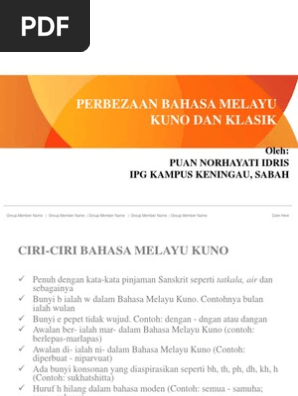 Perbezaan Bm Melayu Kuno Dan Klasik Pdf