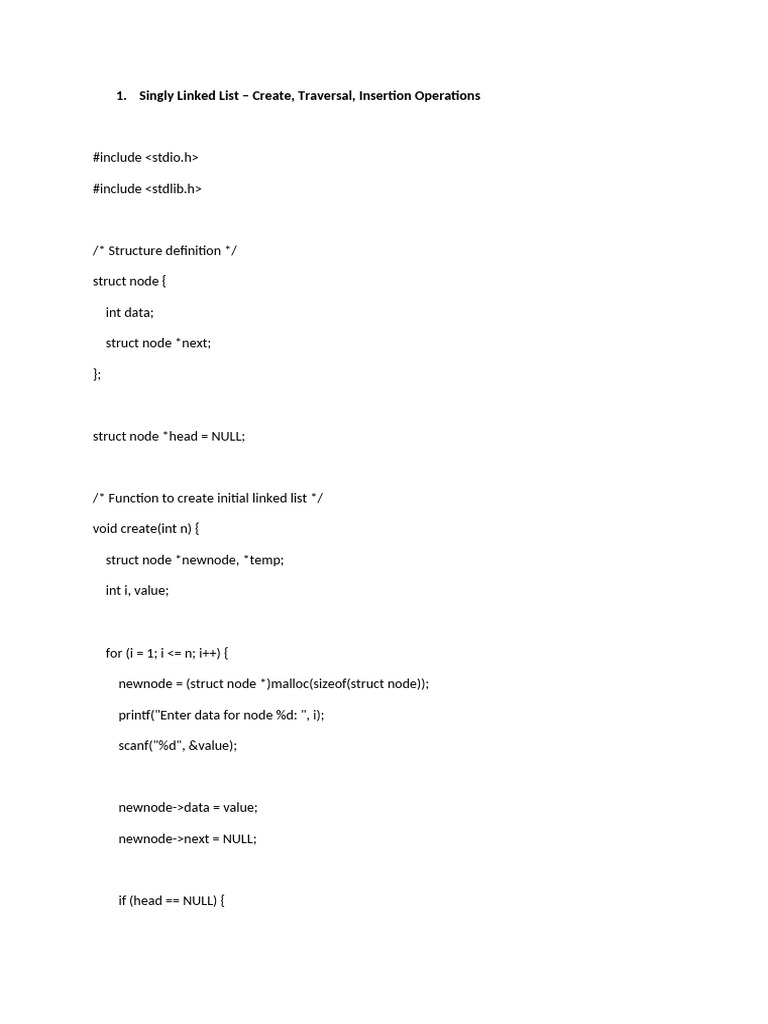 Linked List Program | PDF | Software Engineering | Algorithms And Data ...