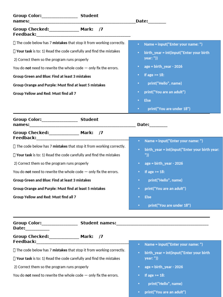 Grade 9 Group Worksheet | PDF | Computer Programming | Software Engineering