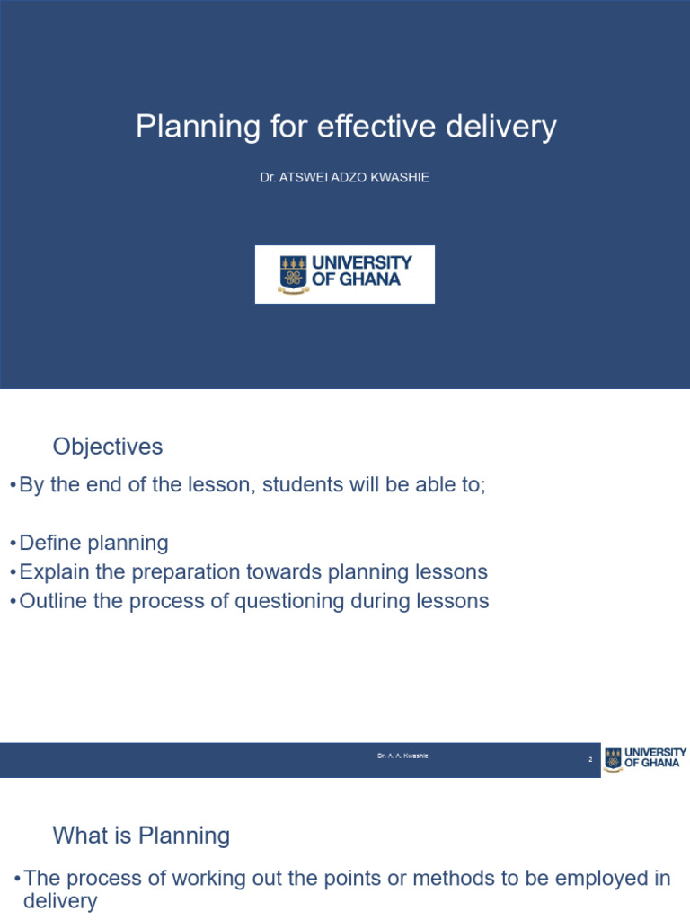 6 Planning For Effective Delivery | PDF | Learning | Lesson Plan