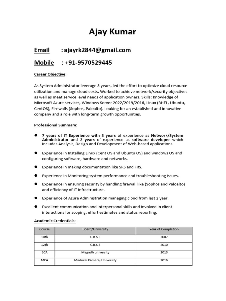 10 Ajay Resume PDF | PDF | Microsoft Azure | Cloud Computing