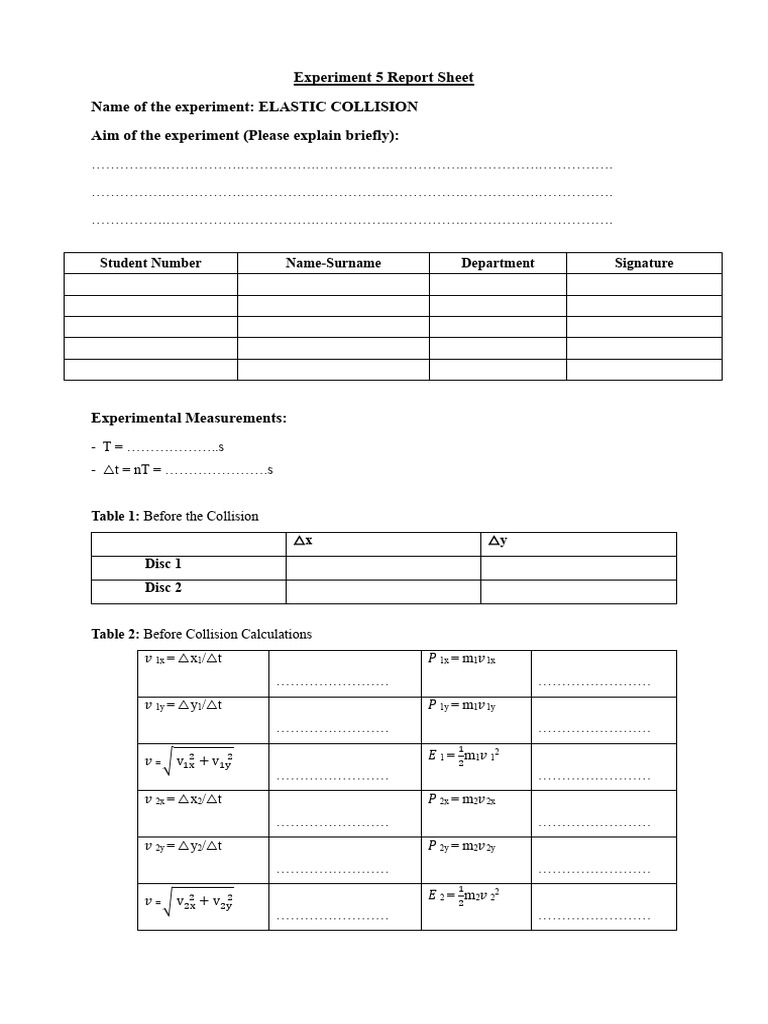 Experiment 5 Report Sheet | PDF | Physics | Applied And ...