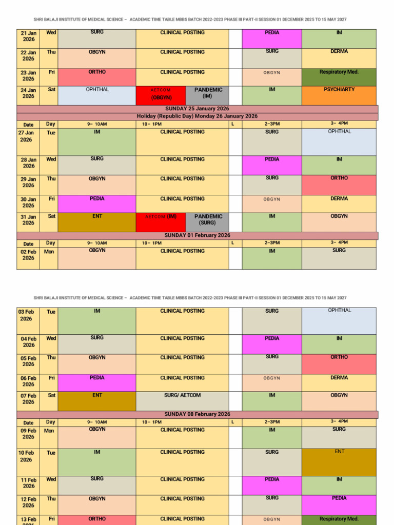 Teaching Schedule | PDF