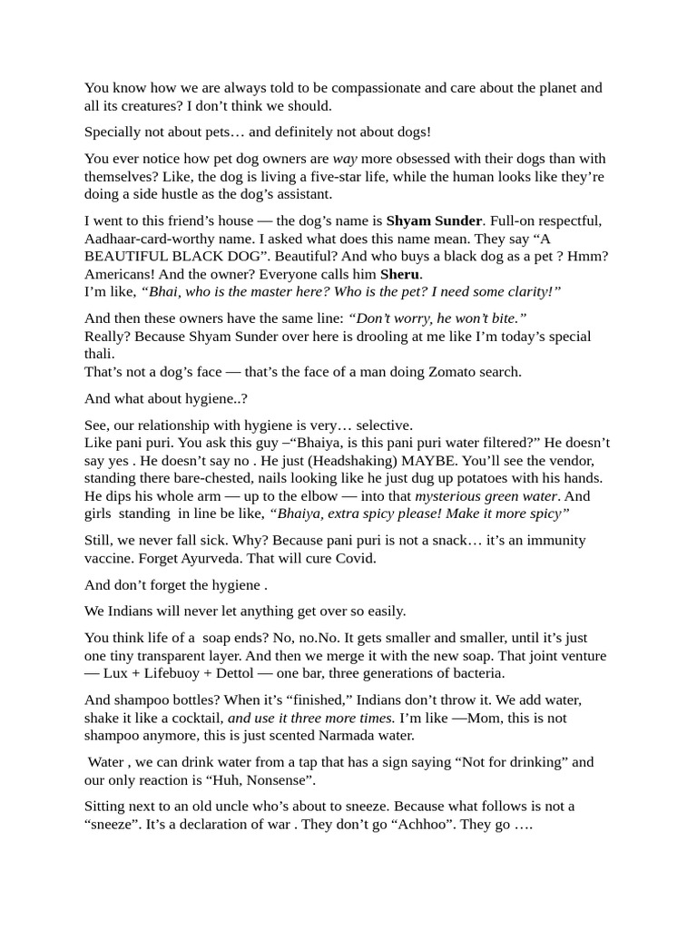 3.) Stand Up Comedy Script | PDF