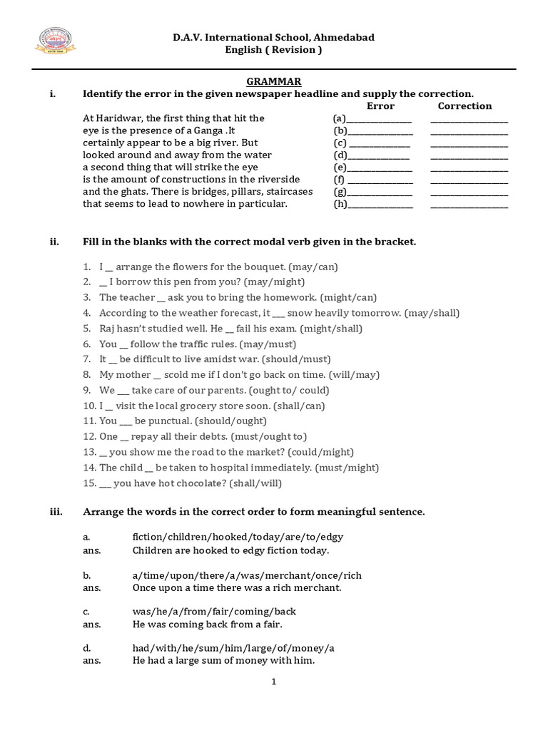 9th English - Grammar Practice Worksheet | PDF | Chess Theory | Chess