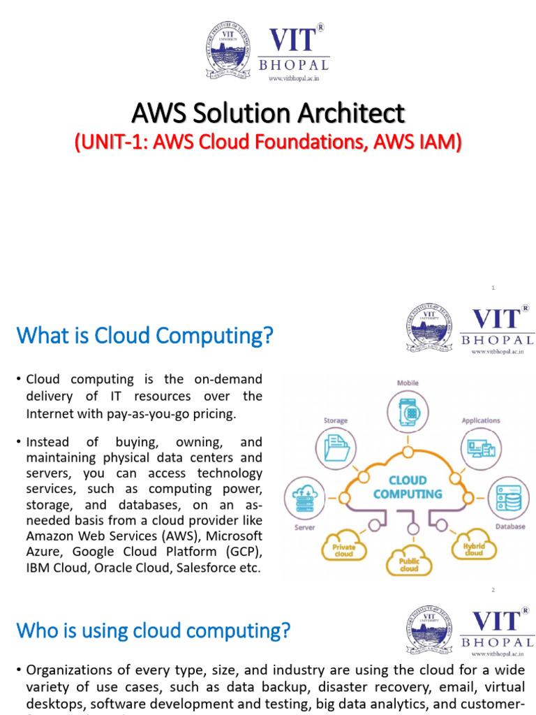 UNIT-1 AWS Solution Architect | PDF | Cloud Computing | Amazon Web Services