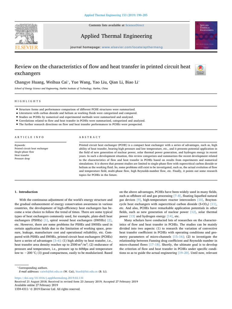 Review On The Characteristics of Flow and Heat Transfer in Printed ...