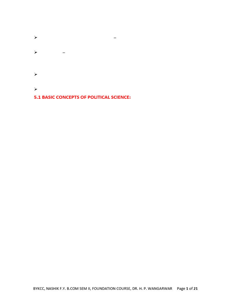 Basic Concepts of Political Science | PDF | Rule Of Law | Constitution