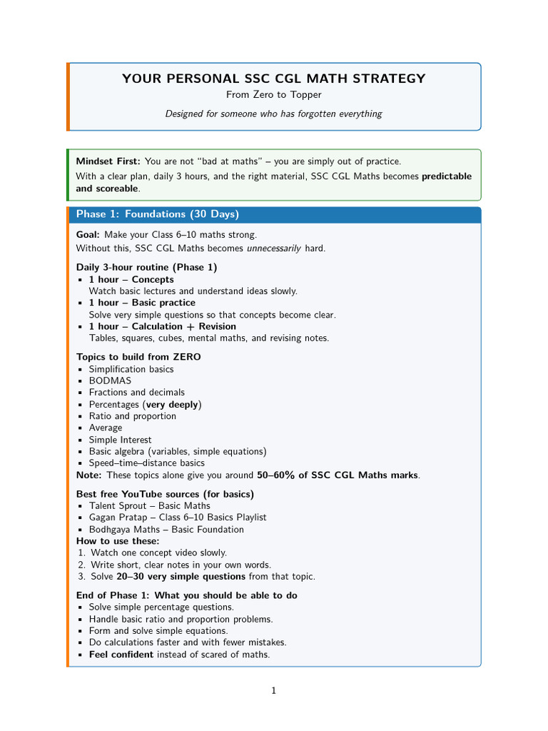 SSC CGL Maths Strategy | PDF | Mathematics