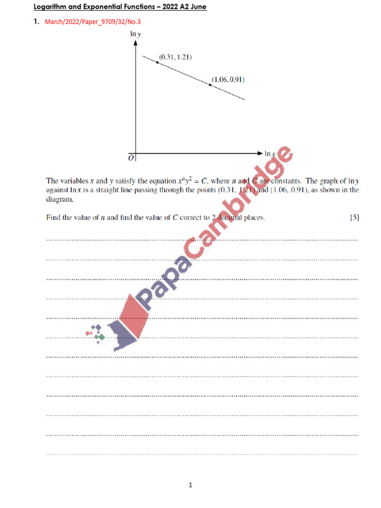 Logarithm and Exponential Functions 2022 A2 June 1 | PDF