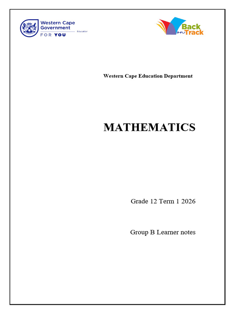 2026 BOT Grade 12 Term 1 Learner Notes Group B (English) | PDF ...