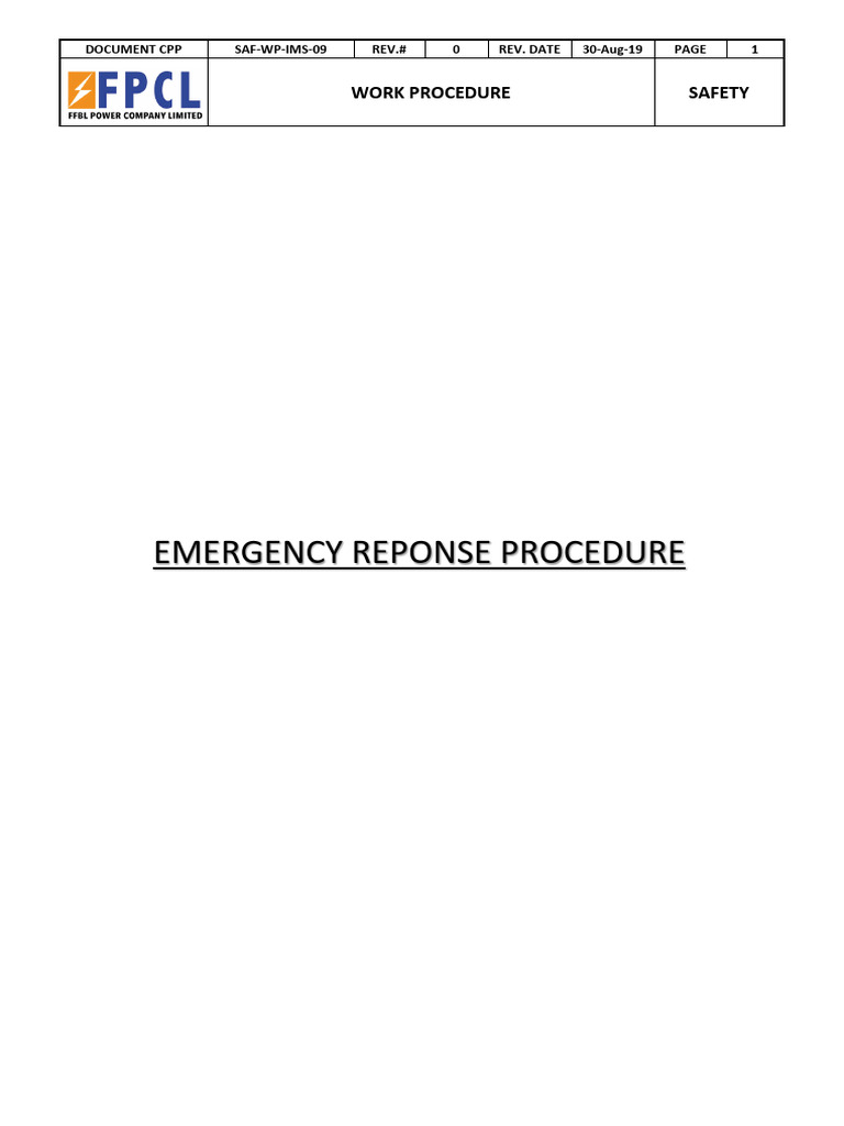 SAF-WP-IMS-09 FPCL Emergency Response Procedure | PDF | Carbon Dioxide ...