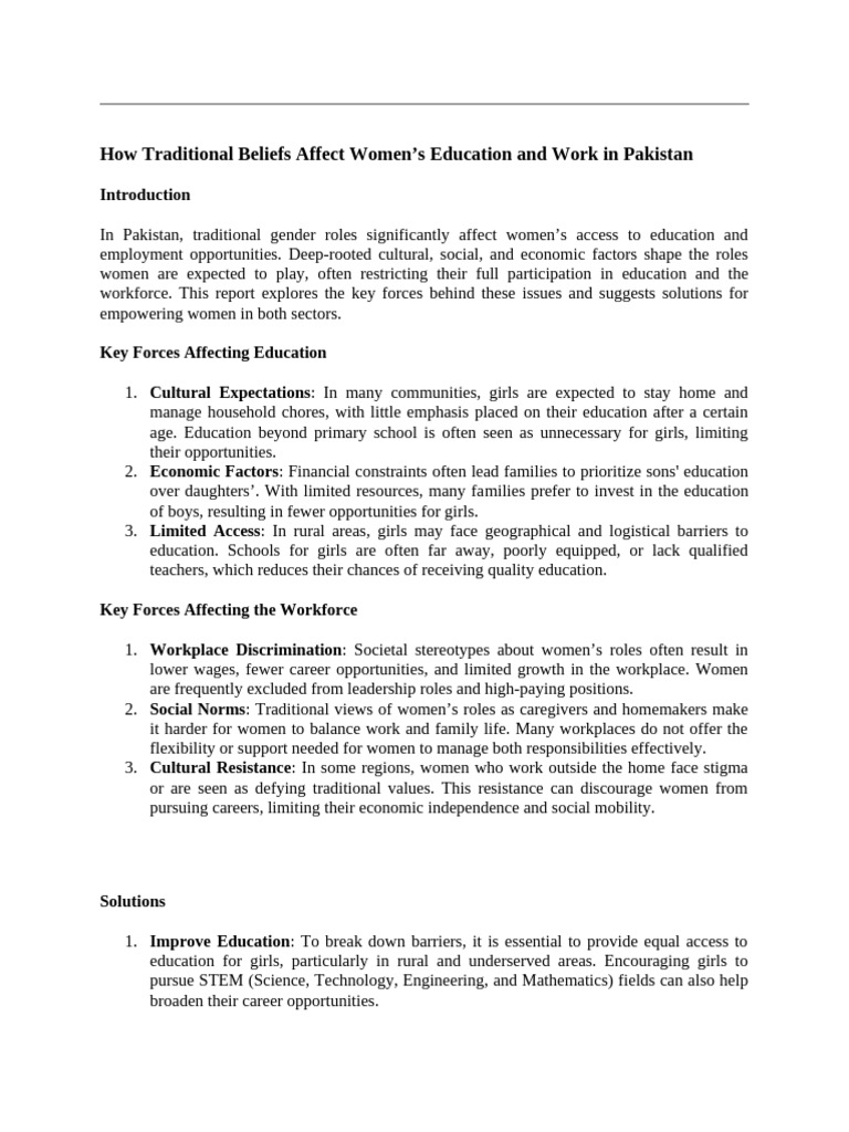 How Traditional Beliefs Affect Women | PDF | Gender Role | Gender Equality