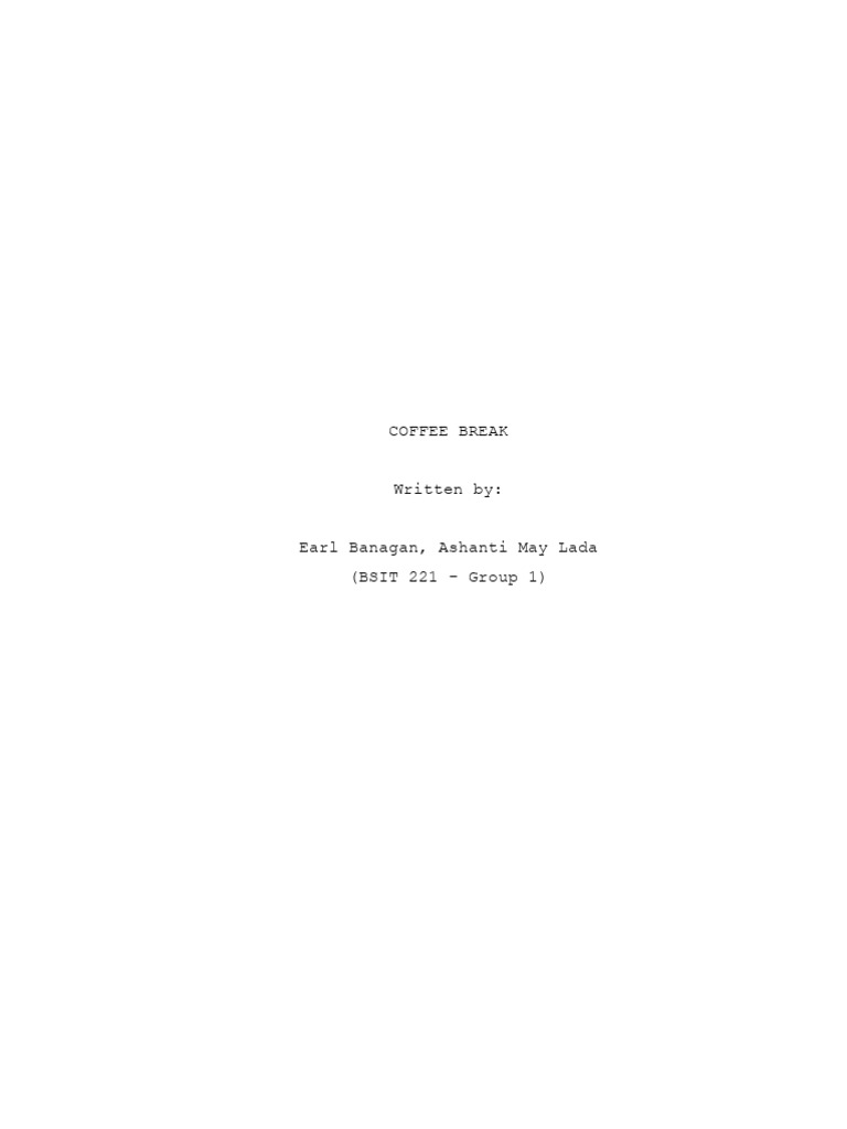 Coffee Break Radio Drama Script Bsit 221 Group 1 | PDF | Non Alcoholic ...