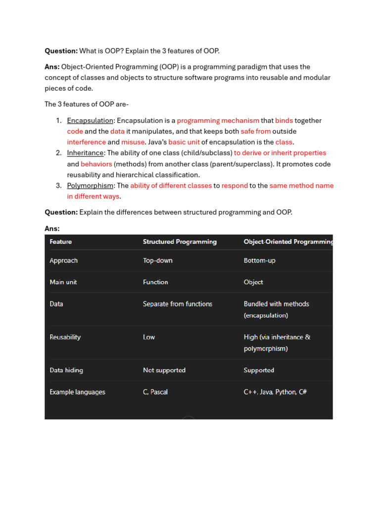 Sheet 1 Question Answer | PDF | Inheritance (Object Oriented ...