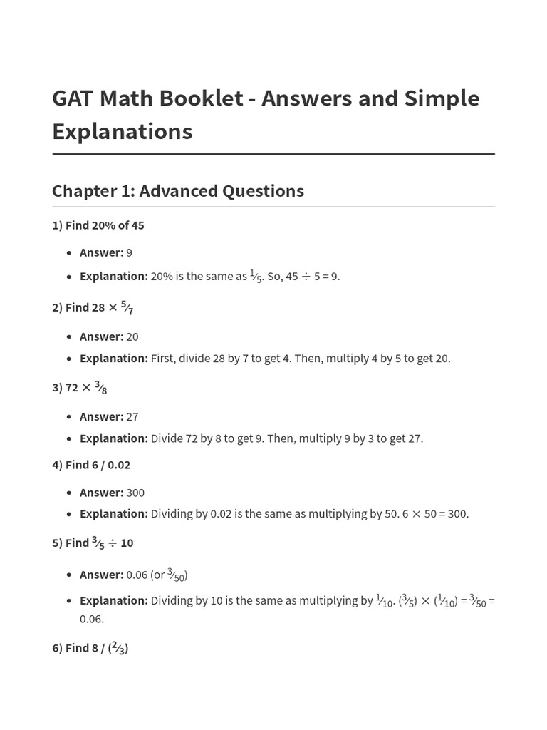 GAT Answers With Explanations. | PDF | Area | Circle