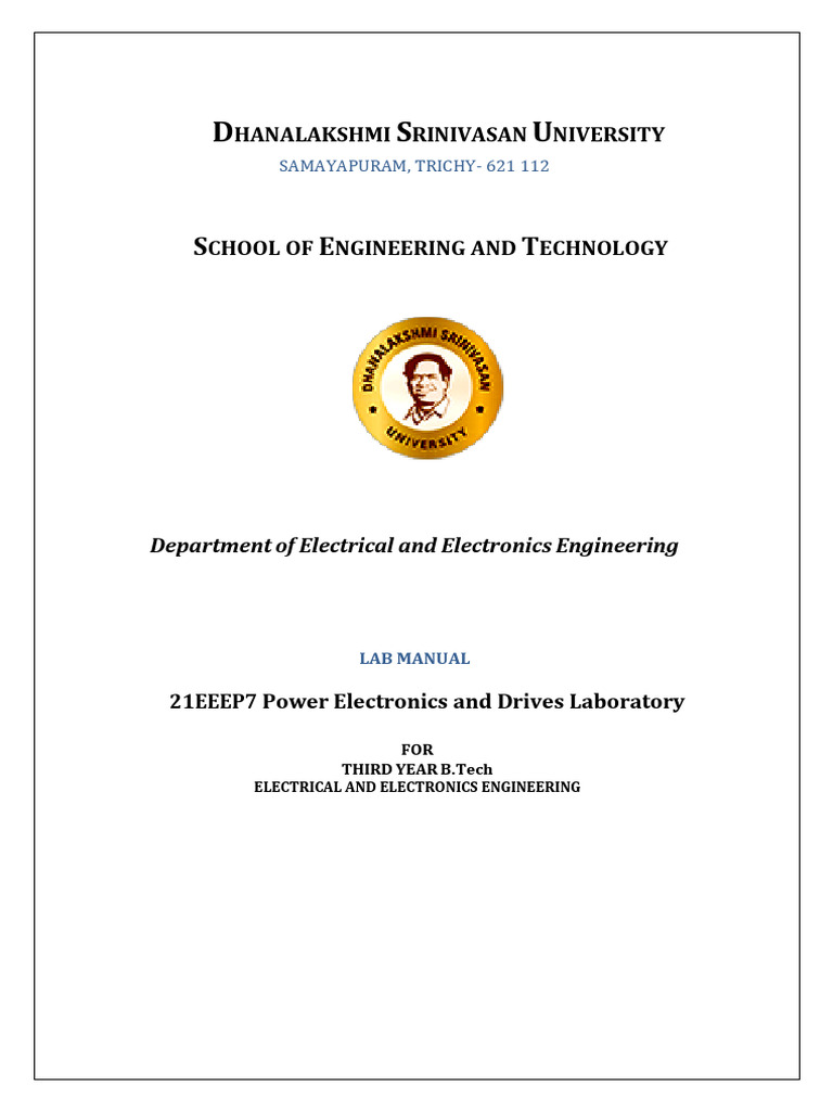 21EEEP7-Power Electronics and Drives Laboratory Manual | PDF ...