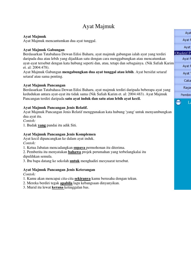 Contoh Ayat Majmuk Sekiranya
