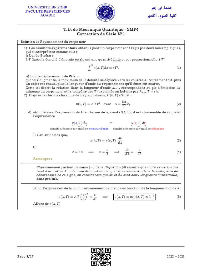 Sol1 2022 2023 | PDF | Effet photoélectrique | Photon