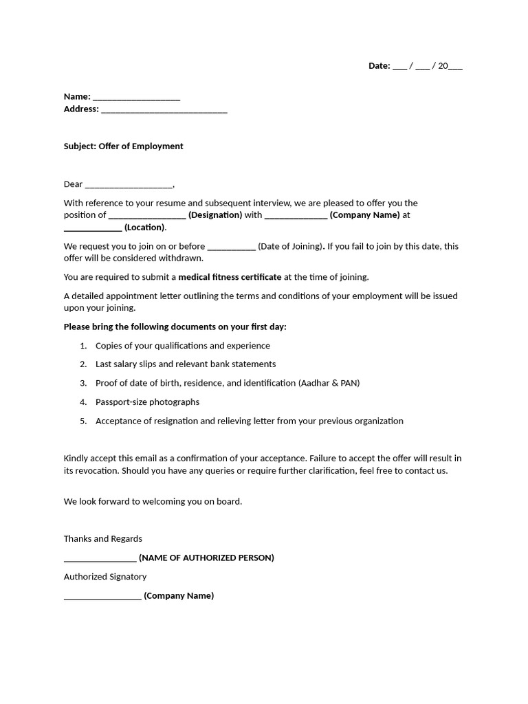 Offer Letter | PDF