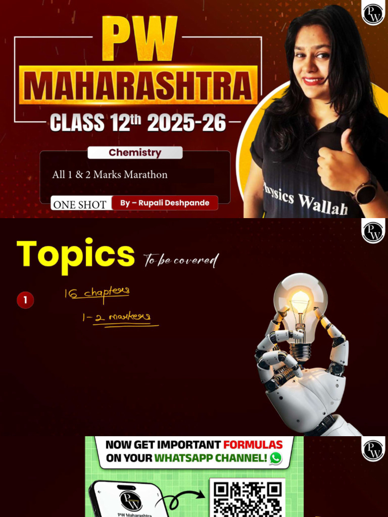 All 1 and 2 Marks Marathon Class Notes Final Revision Class 12 HSC ...