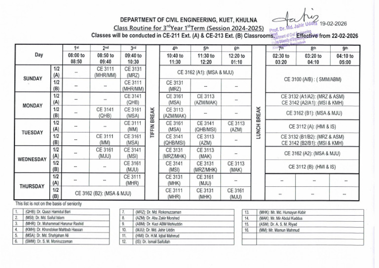 Class Routine For 3rd Year 1st Term (2024-2025) - 0001 | PDF