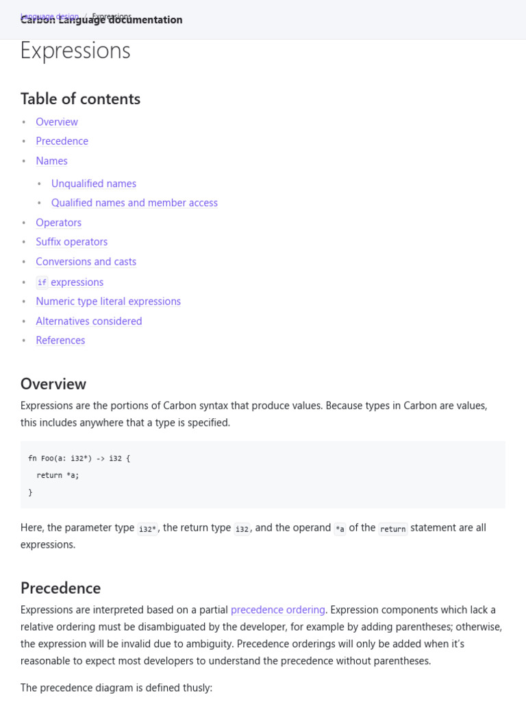 Expressions - Carbon Language Documentation | PDF | Computer ...
