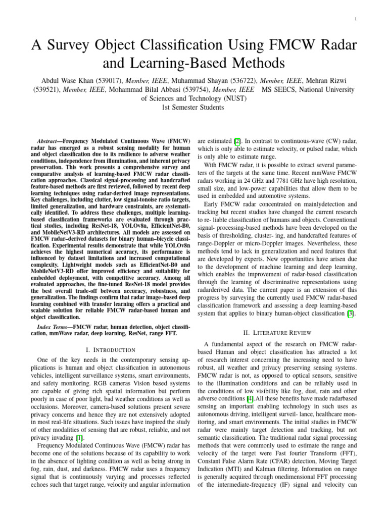FMCW Radar RM | PDF | Radar | Machine Learning
