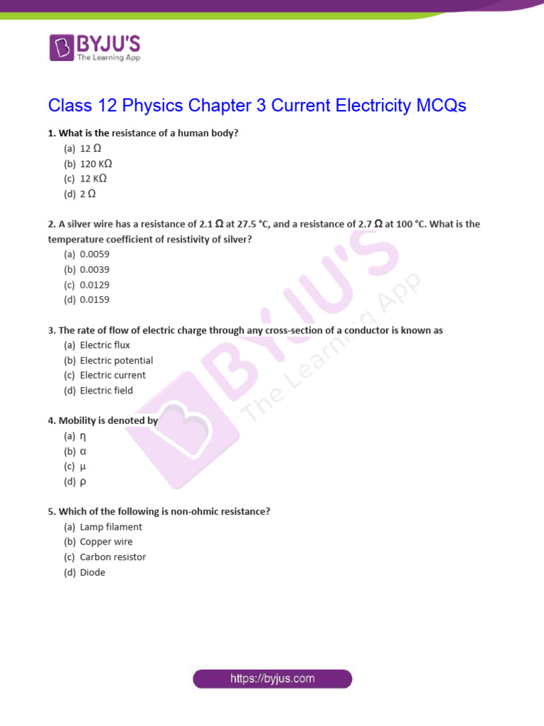 Chapter 3 Current Electricity | PDF
