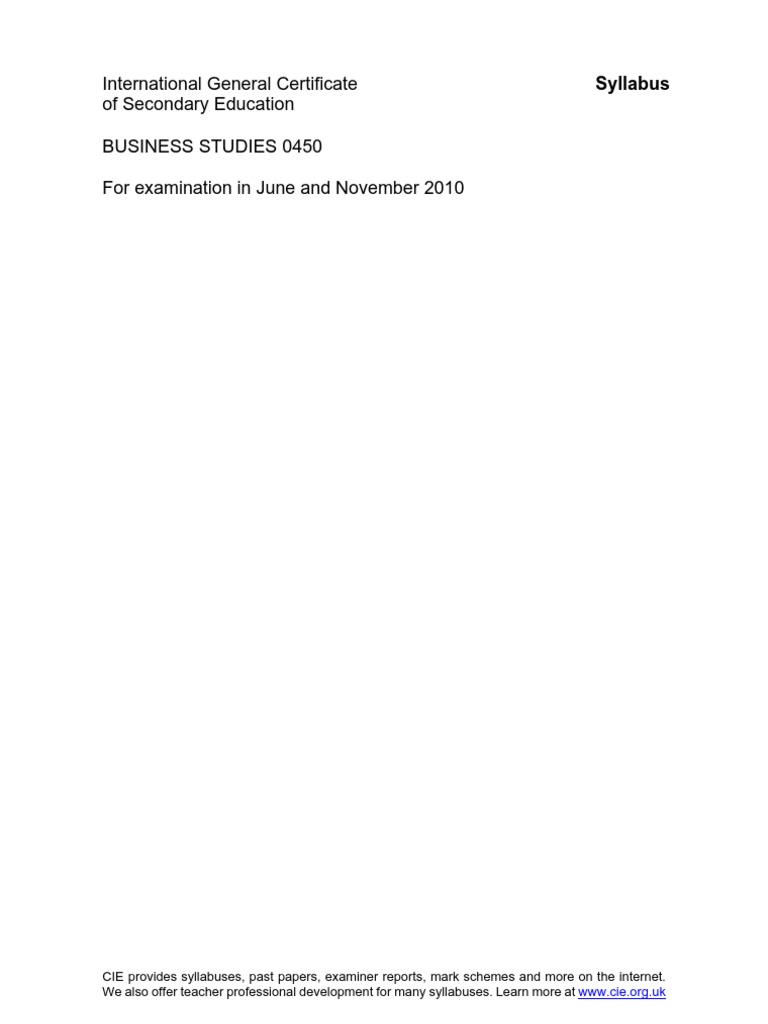 Business Studies Past Papers Business Studies Past Papers