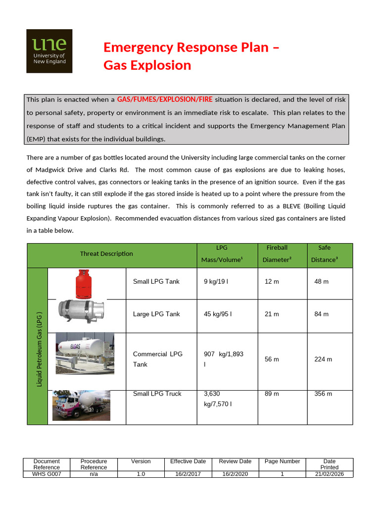 Whs g007 Emergency Response Plan Gas Explosion | PDF | Liquefied ...