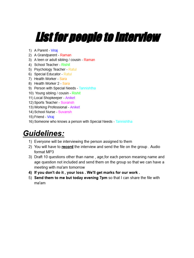 List For Interview | PDF
