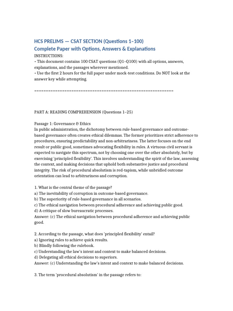 HCS CSAT Q1-100 Complete | PDF | Sustainable Development | Climate ...