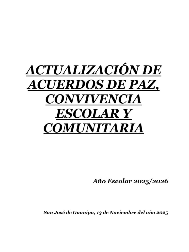 Actualizacion de Acuerdos de Paz Convivencia Escolar y Comunitaria 2025 ...
