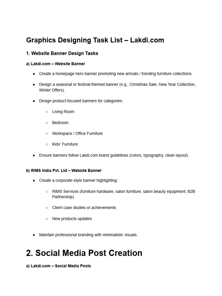 Graphics Designing Task List | PDF