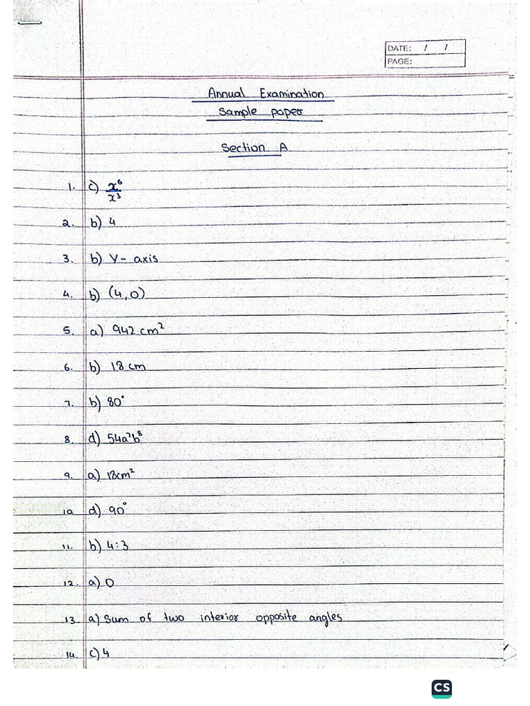 Sample Paper - Answer Key | PDF