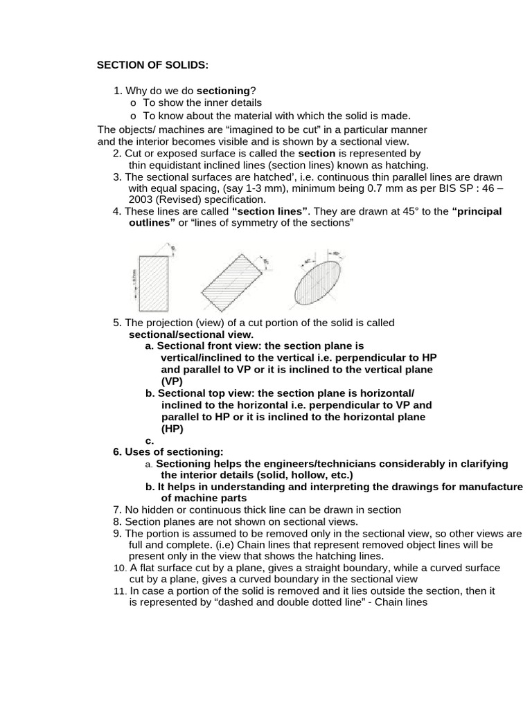 Important Facts On Section of Solids and Orthographic Projection of ...