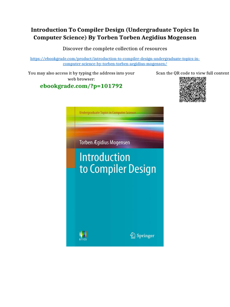 Introduction To Compiler Design (Undergraduate Topics in Computer ...